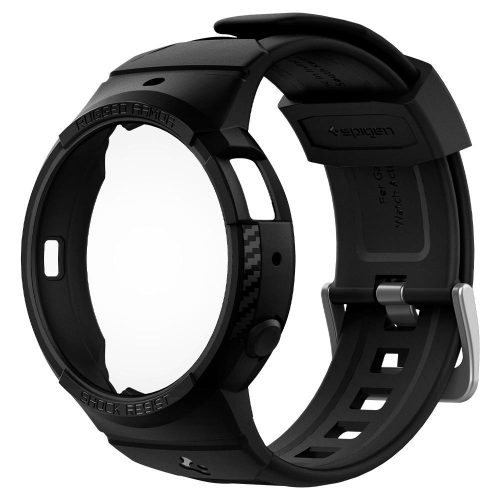 Samsung Galaxy Watch Active 2 (44 mm) SM-R820 / R825, silikónové ochranné puzdro odolné voči nárazom s remienkom, Spigen Rugged Armor Pro, čierna