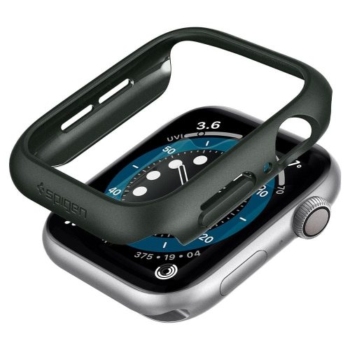 Apple Watch 4-6, SE (44 mm), Plastové ochranné puzdro bez remienka, Spigen Thin Fit, tmavozelená