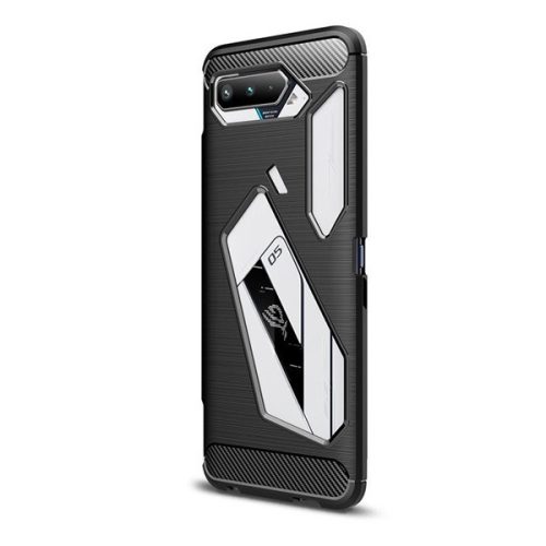 Asus ROG Phone 5 ZS673KS, silikónové puzdro, stredne odolné proti nárazu, brúsené, karbónový vzor, čierne