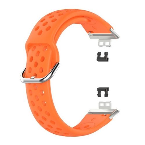 Huawei Watch Fit, silikónový zadný remienok, perforovaný, priedušný, oranžový