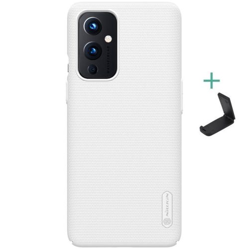 OnePlus 9, plastový zadný kryt so stojanom, Nillkin Super Frosted, biely