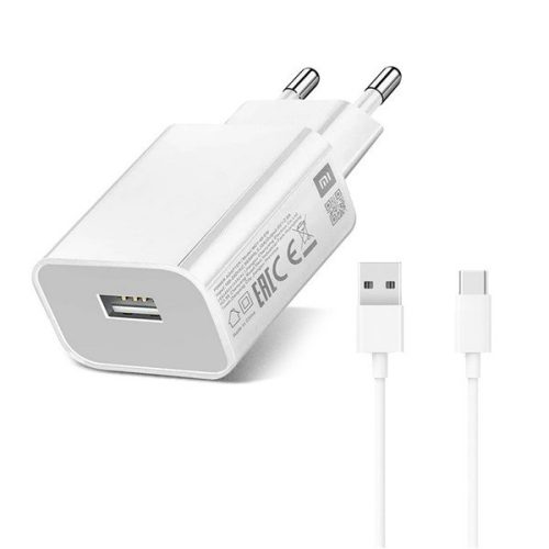 Sieťový nabíjací adaptér, 10 W, zásuvka USB, kábel USB typu C, Xiaomi, biely, z výroby