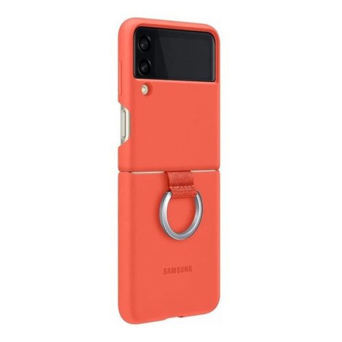 Samsung Galaxy Z Flip3 5G SM-F711B, silikónové puzdro s krúžkom na telefón, červené, továrenské.