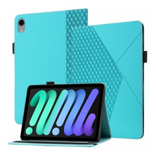 Apple iPad Mini (2021) (8,3), puzdro s priečinkom, stojan, kožený efekt, 3D diamantový vzor, svetlo modrá