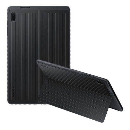 Samsung Galaxy Tab S7 FE 12.4 SM-T730 / T736B, Plastový zadný kryt, dvojvrstvový, pogumovaný, stojan, čierny, z výroby