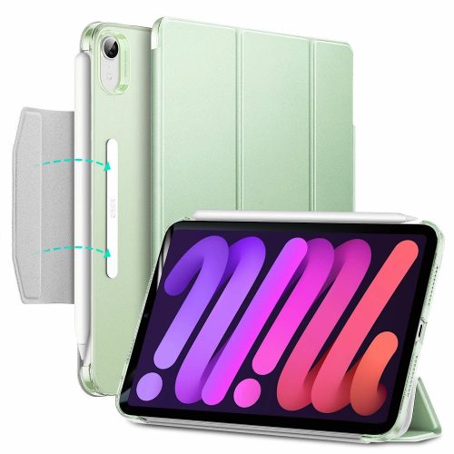 Apple iPad Mini (2021) (8.3), Puzdro s priehradkou, Inteligentné puzdro s držiakom Apple Pencil a magnetickou sponou, ESR Ascend, svetlozelená