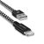 Nabíjací a dátový kábel USB, Lightning, 25 cm, 2100 mA, vzor šnúrky, rýchle nabíjanie, Dux Ducis K-ONE, čierna/biela