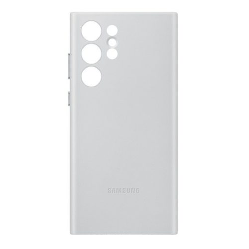 Samsung Galaxy S22 Ultra 5G SM-S908, Plastový zadný kryt, kožený chrbát, svetlosivý, továrenský