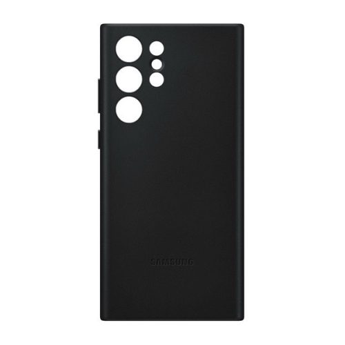 Samsung Galaxy S22 Ultra 5G SM-S908, Plastový zadný kryt s koženým chrbtom, čierny, továrenský