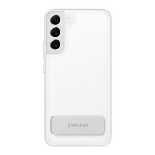 Samsung Galaxy S22 Plus 5G SM-S906, Plastový zadný kryt, dvojvrstvový, pogumovaný, so stojanom, priehľadný, továrenský