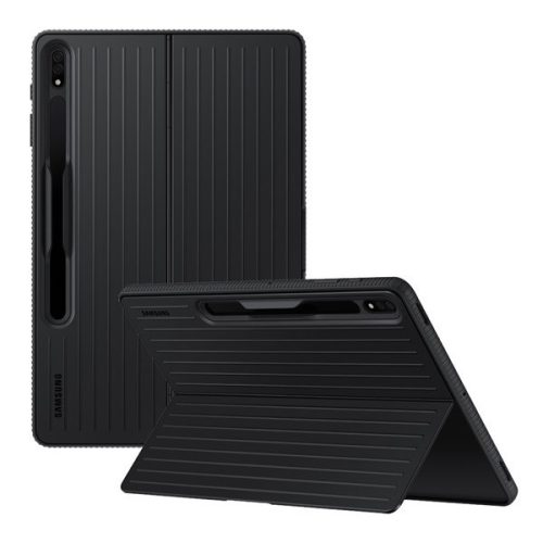 Samsung Galaxy Tab S8 Plus 12.4 SM-X800 / X806, Plastový zadný kryt, dvojvrstvový, pogumovaný, stojan, čierny, továrenský