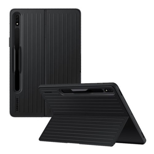Samsung Galaxy Tab S8 11.0 SM-X700 / X706, Plastový zadný kryt, dvojvrstvový, pogumovaný, stojan, čierny, z výroby