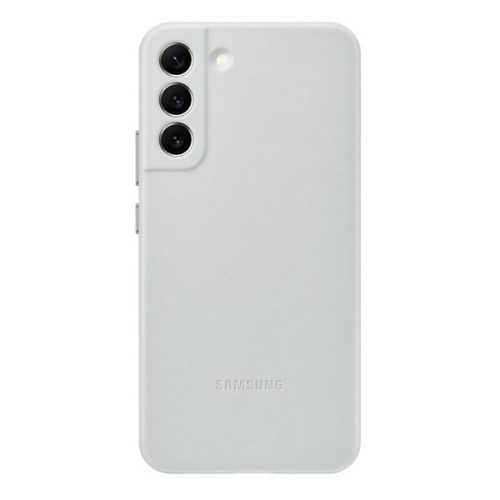Samsung Galaxy S22 Plus 5G SM-S906, Plastový zadný kryt, kožený chrbát, svetlosivý, továrenský