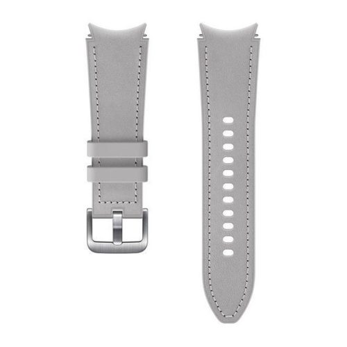 Samsung Galaxy Watch 4 (40 / 44 mm) / Watch 4 Classic (42 / 46 mm), kožený remienok, veľkosť S / M, nastaviteľný, antiperspirant, prémiový, sivý, z výroby