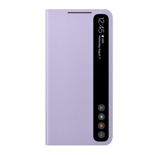 Samsung Galaxy S21 FE 5G SM-G990, Bočné otváracie puzdro s indikátorom hovoru, Clear View Cover, fialové, výrobné balenie
