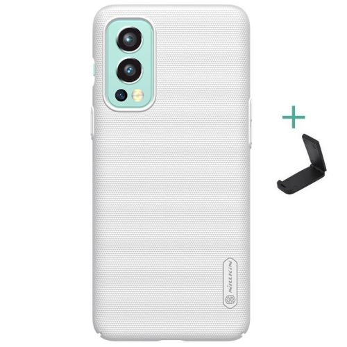 OnePlus Nord 2 5G, Plastový zadný kryt so stojanom, Nillkin Super Frosted, biely