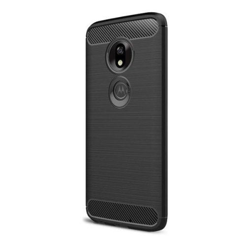 Motorola Moto G7 Play, silikónové puzdro, stredne odolné voči nárazom, kartáčované, vzor carbon, čierne