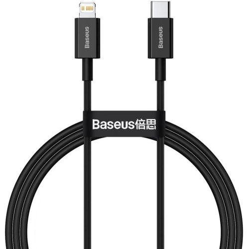 Nabíjací a dátový kábel USB Type-C, Lightning, 100 cm, 20 W, s ochranou proti rozbitiu, rýchle nabíjanie, PD, Baseus Superior, CATLYS-A01, čierna