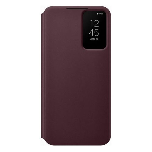 Samsung Galaxy S22 Plus 5G SM-S906, puzdro s bočným otváraním a indikátorom hovoru, Clear View Cover, bordová farba, výrobné