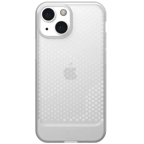 Apple iPhone 13 Mini, silikónové puzdro, odolné voči strednému nárazu, päta so vzduchovým polstrovaním, bodkovaný vzor, UAG Lucent, priesvitné