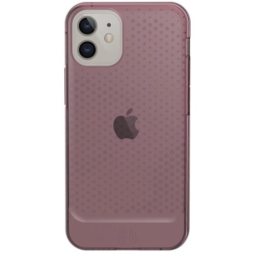 Apple iPhone 12 Mini, silikónové puzdro, odolné proti strednému nárazu, roh so vzduchovým vankúšom, bodkovaný vzor, UAG Lucent, priesvitné/fialové