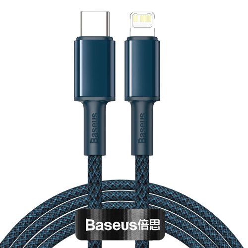 Nabíjací a dátový kábel USB Type-C, Lightning, 100 cm, 20 W, s ochranou proti zlomeniu, rýchle nabíjanie, Baseus, CATLGD-03, modrý