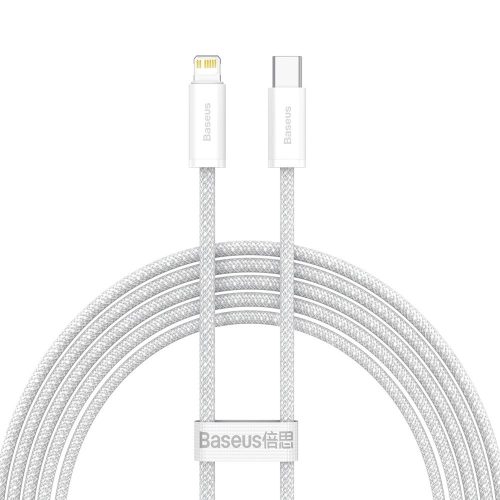 Nabíjací a dátový kábel USB Type-C, Lightning, 200 cm, 20 W, rýchle nabíjanie, PD, vzor šnúrky, Baseus Dynamic, CALD000102, biela