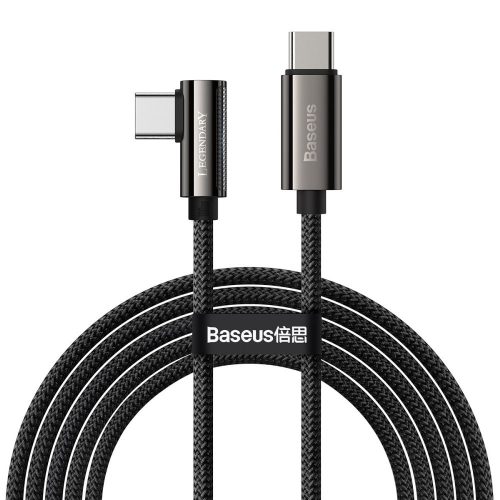 Nabíjací a dátový kábel USB Type-C, USB Type-C, 200 cm, 5000 mA, 100 W, rýchle nabíjanie, PD, 90 stupňov/spomalenie, vzor šnúrky, Baseus Legend, CATCS-A01, čierna