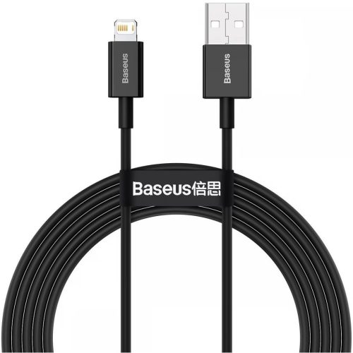 Nabíjací a dátový kábel USB, Lightning, 200 cm, 2400 mA, s ochranou proti zlomeniu, rýchle nabíjanie, PD, Baseus Superior, CALYS-C01, čierny