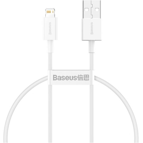 Nabíjací a dátový kábel USB, Lightning, 25 cm, 2400 mA, s ochranou proti zlomeniu, rýchle nabíjanie, PD, Baseus Superior, CALYS-02, biely