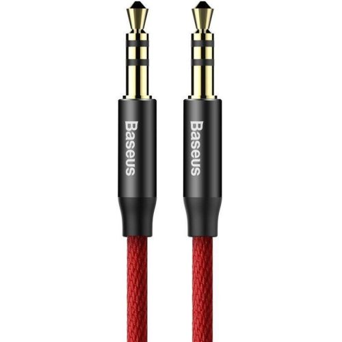 Audio kábel, 2 x 3,5 mm jack, 100 cm, vzor šnúrky, Baseus Yiven M30, červený/čierny