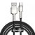 Nabíjací a dátový kábel USB, USB Type-C, 100 cm, 6000 mA, 66 W, s ochranou proti nárazu, rýchle nabíjanie, vzor šnúrky, Baseus Cafule Metal, CAKF000101, čierna
