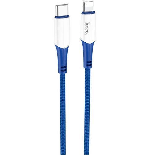 Nabíjací a dátový kábel USB Type-C, Lightning, 100 cm, 20 W, s ochranou proti otrasom, rýchle nabíjanie, PD, vzor šnúrky, Hoco X70 Ferry, modrý