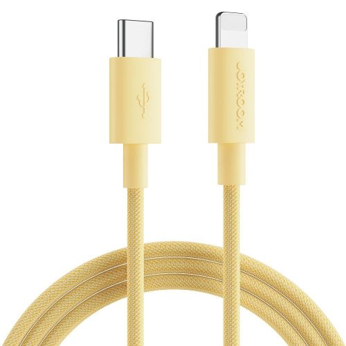 Nabíjací a dátový kábel USB Type-C, Lightning, 200 cm, 2400 mA, 20 W, proti nárazom, rýchle nabíjanie, PD, vzor šnúrky, Joyroom M13, S-2024M13, žltá