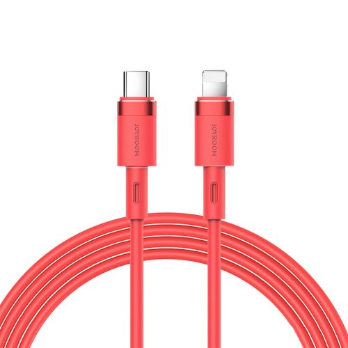 Nabíjací a dátový kábel USB Type-C, Lightning, 120 cm, 2400 mA, 20 W, proti otrasom, rýchle nabíjanie, PD, Joyroom Liquid Silicone N9, S-1224N9, červená