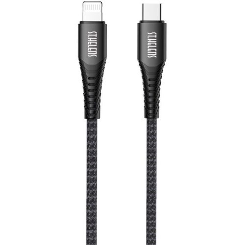Nabíjací a dátový kábel USB Type-C, Lightning, 180 cm, 20 W, s ochranou proti zlomeniu, rýchle nabíjanie, PD, vzor šnúrky, Joyroom ST. Helens, ST-C04, čierny