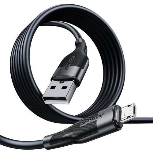 Nabíjací a dátový kábel USB, microUSB, 100 cm, 3000 mA, s ochranou proti zlomeniu, rýchle nabíjanie, Joyroom M12, S-1030M12, čierny