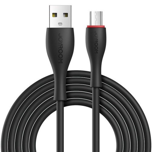 Nabíjací a dátový kábel USB, microUSB, 100 cm, 2400 mA, s ochranou proti zlomeniu, rýchle nabíjanie, Joyroom Bowling M8, S-1030M8, čierny