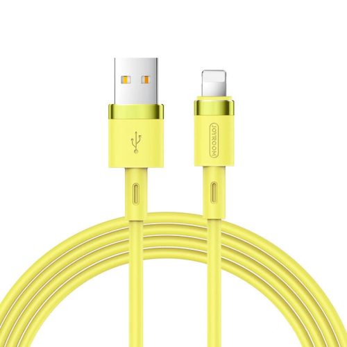 Nabíjací a dátový kábel USB, Lightning, 120 cm, 2400 mA, s ochranou proti zlomeniu, rýchle nabíjanie, Joyroom Liquid Silicone N2, S-1224N2, žltá