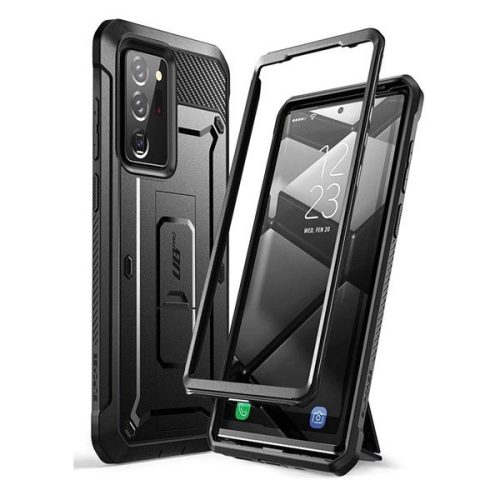 Samsung Galaxy Note 20 Ultra / 20 Ultra 5G SM-N985 / N986, Plastový zadný kryt, stredne odolný proti nárazu, krúžok držiaka telefónu, s podporou, spona na opasok, SupCase Unicorn Beetle Pro, čierna farba