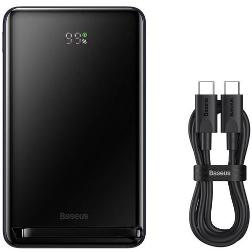 Externá batéria, 10000 mAh, 20 W, pre telefón a tablet PC, zásuvka USB typu C, kábel USB typu C, LED displej, nabíjačka kompatibilná s Magsafe, rýchle nabíjanie, Baseus Magnetic, PPCX000003, tmavomodrá