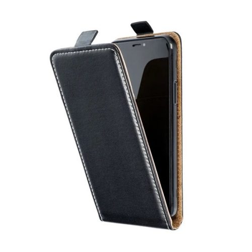 Samsung Galaxy Xcover Pro SM-G715F, vysúvacie kožené puzdro Forcell, Slim Flexi, horné otváranie - otváranie, čierne