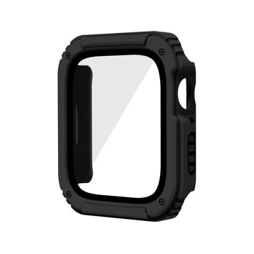 Apple Watch 1-3 (42 mm), Plastové ochranné puzdro s ochranným sklom na displej, stredne odolné proti nárazu, bez remienka, čierne