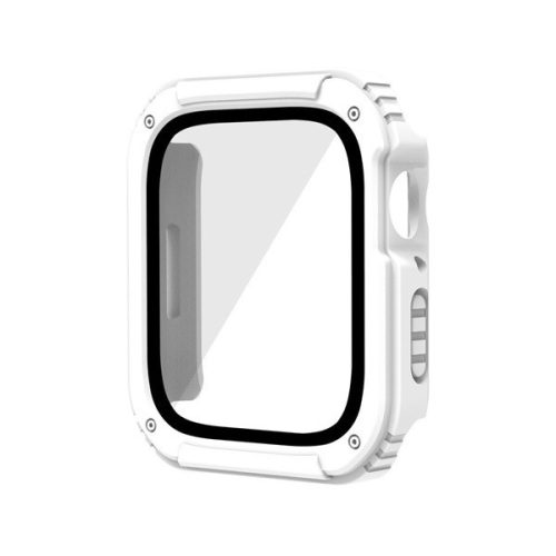 Apple Watch 1-3 (42 mm), Plastový ochranný kryt s ochranným sklom displeja, stredne odolný proti nárazu, bez remienka, biely