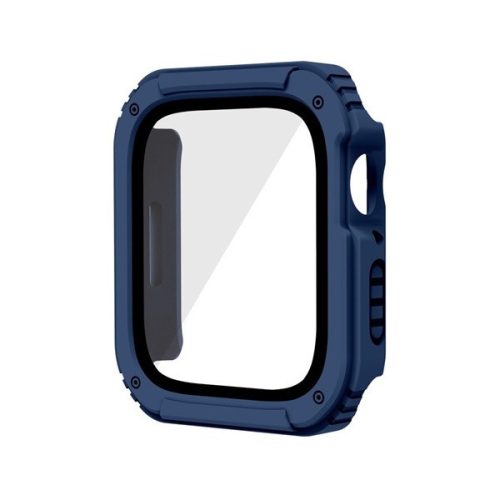 Apple Watch 1-3 (42 mm), Plastové ochranné puzdro s ochranným sklom na displej, stredne odolné proti nárazu, bez remienka, tmavomodré