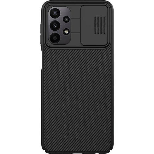 Samsung Galaxy A23 4G / A23 5G SM-A235F / A236U, plastový zadný kryt s ochranou proti strednému nárazu, ochrana fotoaparátu, pruhovaný vzor, Nillkin CamShield, čierny