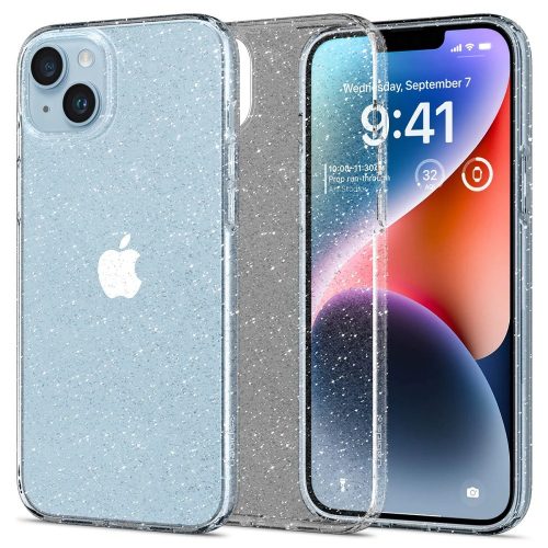 Apple iPhone 14, silikónové puzdro, Spigen Liquid Crystal Glitter, priehľadné