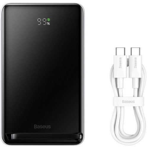 Externá batéria, 10000 mAh, 20 W, pre telefón a tablet PC, zásuvka USB typu C, kábel USB typu C, LED displej, kompatibilná s nabíjačkou Magsafe, rýchle nabíjanie, Baseus Magnetic, PPCX000002, biela