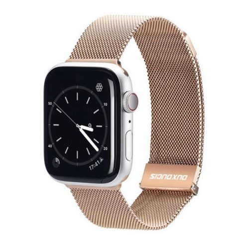 Apple Watch 1-6, SE, SE (2022) (42 / 44 mm) / Watch 7-8 (45 mm) / Watch Ultra (49 mm), kovový zadný remienok, magnetická spona, milánsky štýl, Dux Ducis Milanese, zlatá