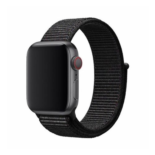 Apple Watch 1-6, SE (38/40 mm) / Watch 7-8 (41 mm), textilný remienok, silikónový rám, nastaviteľný, Devia Delux Sport3, čierna